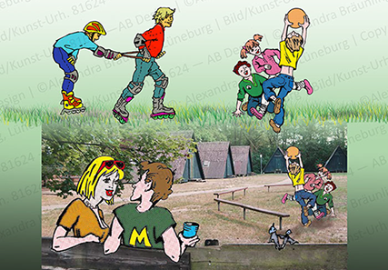 ILLUSTRATIONEN |  Zeichnungen im Comicstil in Kombination mit Fotografien