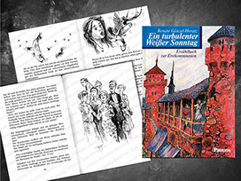 ILLUSTRATION |  Jugendbuch zur Kommunion, Tusche, Aquarell, Frottage. 4- bändige Reihe