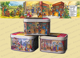 ILLUSTRATION |  illustrativer historischer Ablauf über die Verwendung von Heilkräutern (Motive: Mittelalter, Orient und Okzident u.a.); Fries 