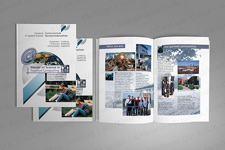 Werbebroschüren für ausländische Studenten. Fachbereich Software Technologie der Fachhochschule Nordostniedersachsen, heute Leuphana Lüneburg